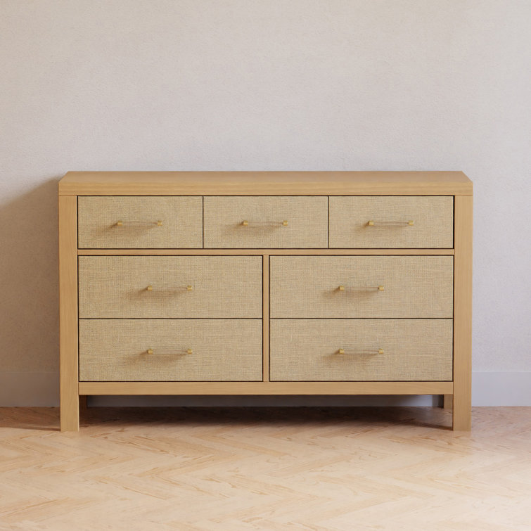 Honey and Sand Eco-Weave Double Dresser with Gold Pulls
