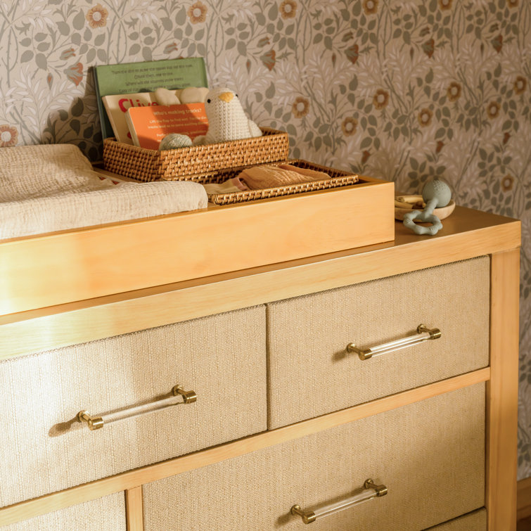 Honey and Sand Eco-Weave Double Dresser with Gold Pulls
