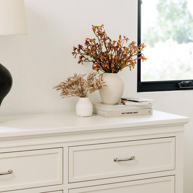 Elegant French Country Warm White 6-Drawer Nursery Dresser