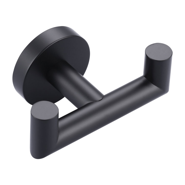 Matte Black Stainless Steel Double Robe and Towel Hook
