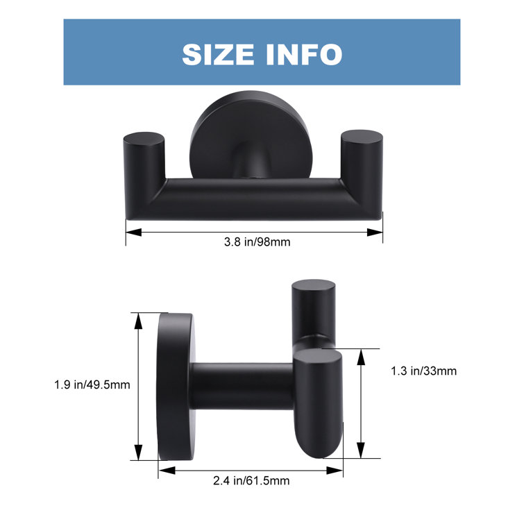 Matte Black Stainless Steel Double Robe and Towel Hook