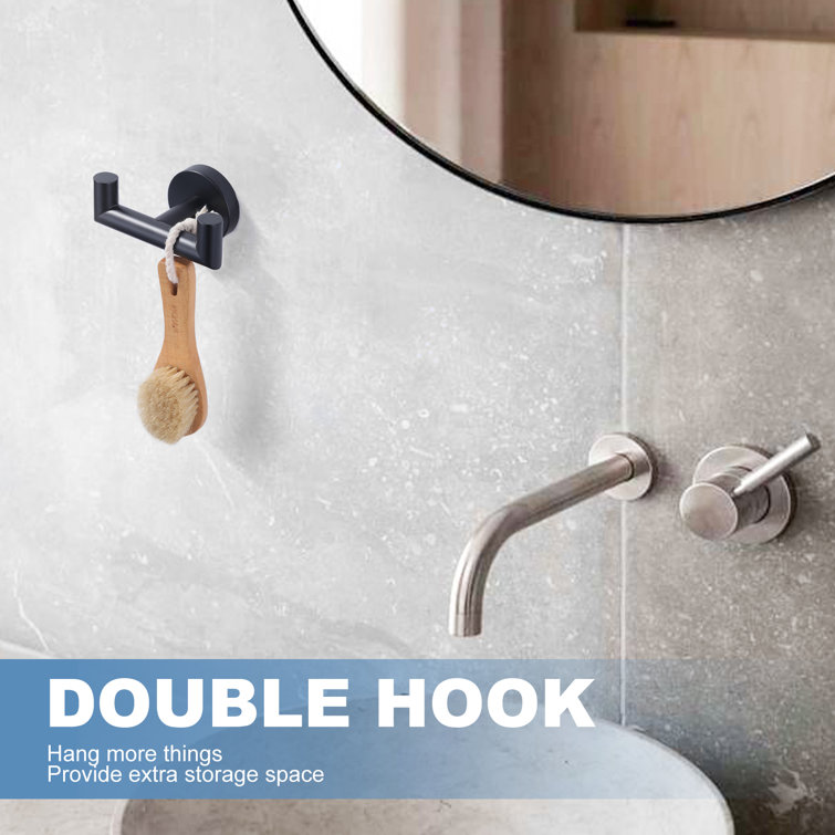 Matte Black Stainless Steel Double Robe and Towel Hook