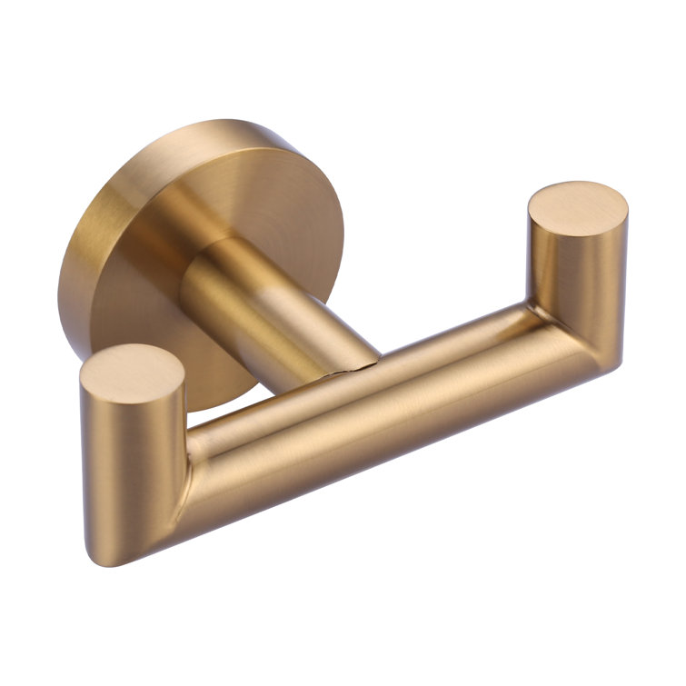 Brushed Gold Stainless Steel Double J-Hook Wall Mount