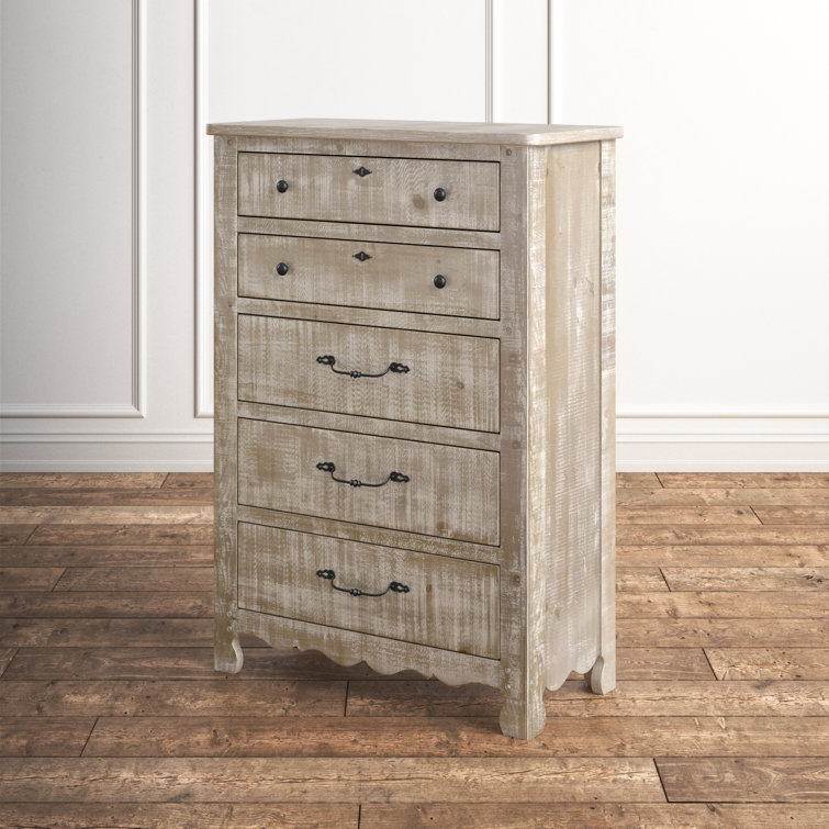 Chatsworth Chalk White 5-Drawer Farmhouse Chest with Bronze Hardware