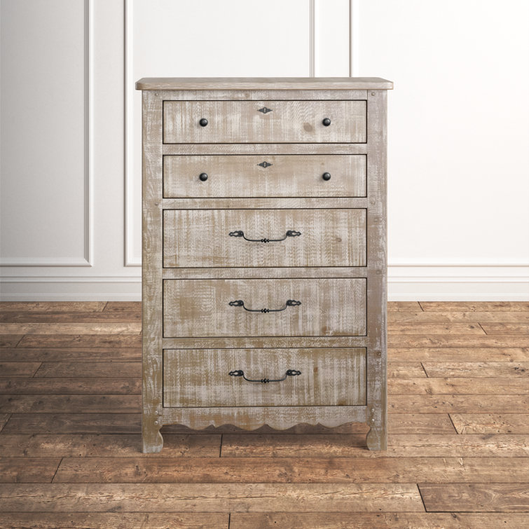 Chatsworth Chalk White 5-Drawer Farmhouse Chest with Bronze Hardware