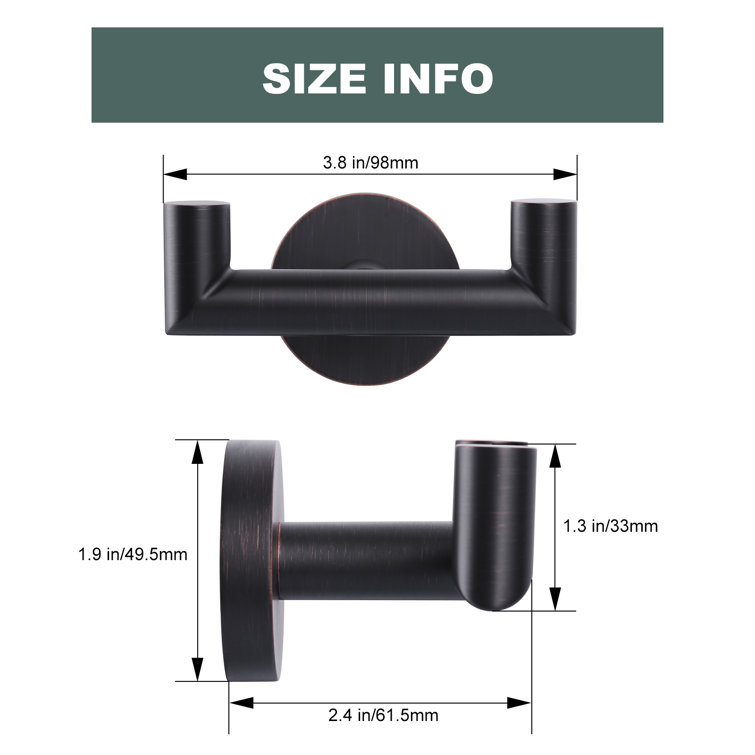 Oil Rubbed Bronze Double J-Hook Wall Mounted Towel Hook