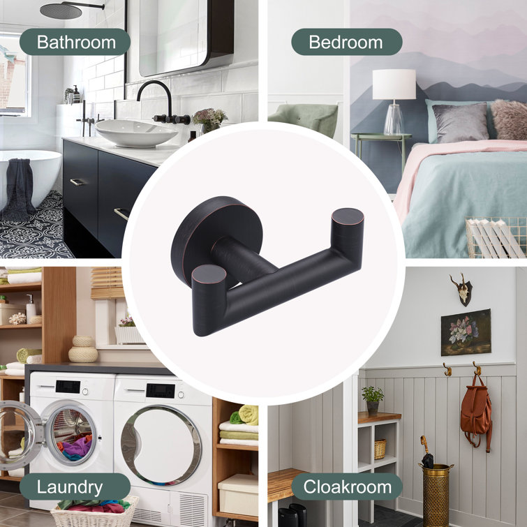 Oil Rubbed Bronze Double J-Hook Wall Mounted Towel Hook