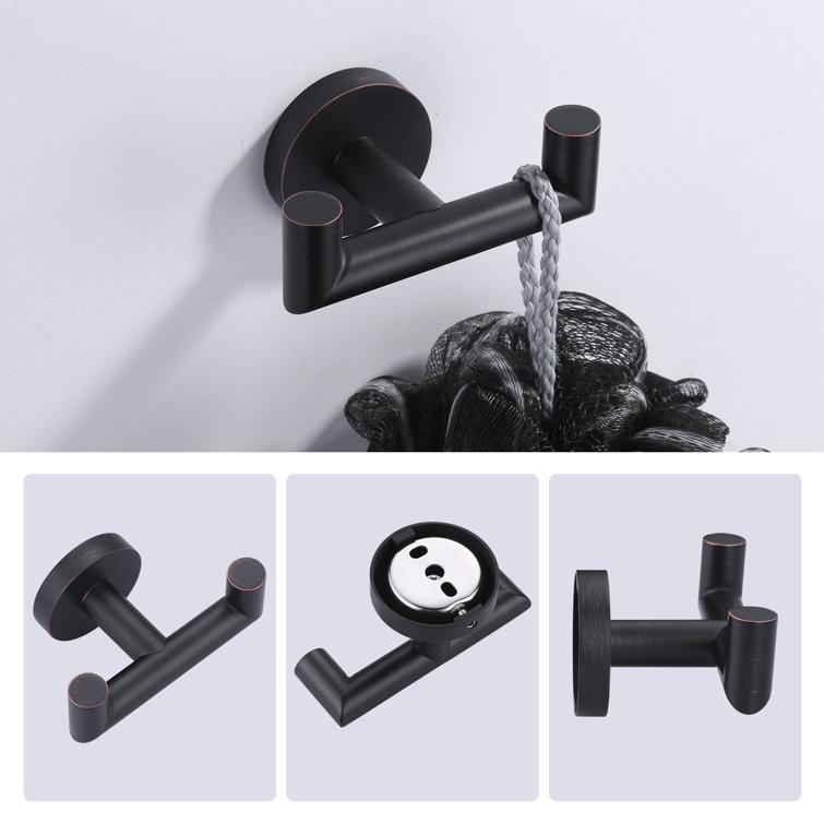 Oil Rubbed Bronze Double J-Hook Wall Mounted Towel Hook