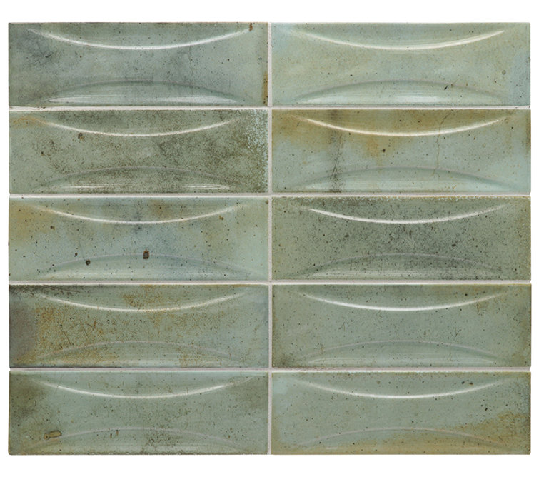 Sage Green Beveled Ceramic Subway Wall Tile