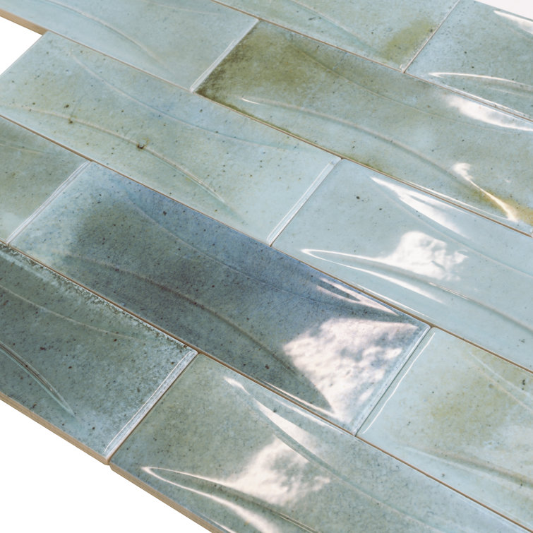 Antiek Glossy Blue Ceramic Subway Wall Tile 3-in x 8-in