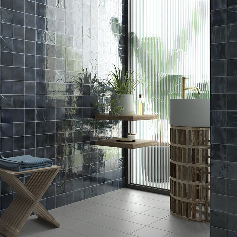 Antiek 4'' x 4'' Glossy Blue Ceramic Wall Tile