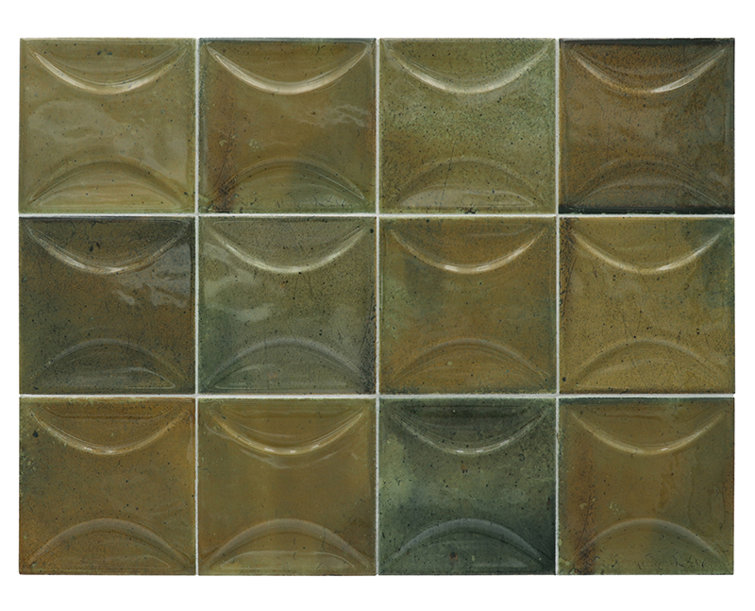 Antiek 4'' x 4'' Glossy Olive Green Ceramic Wall Tile