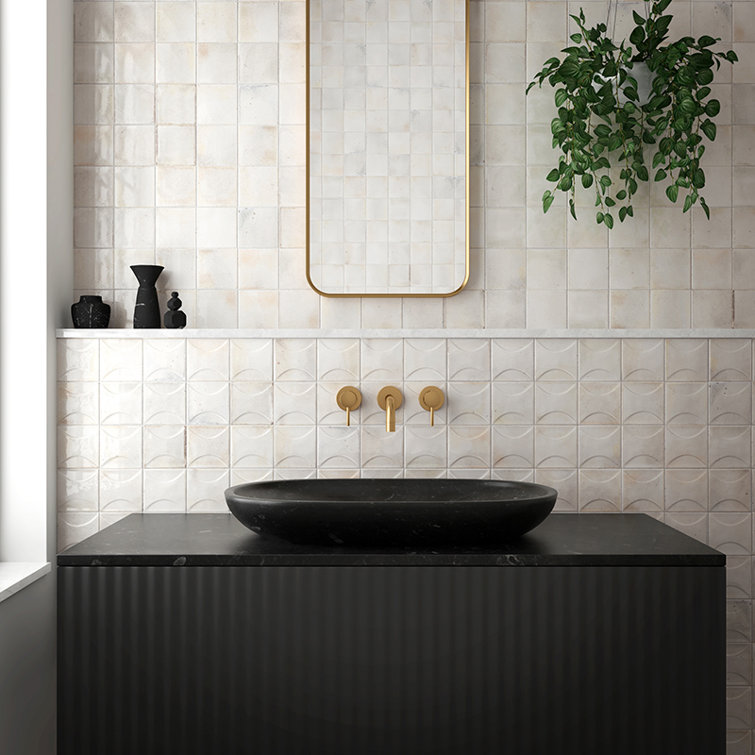 Antiek 3.94'' White Ceramic Beveled Wall Tile