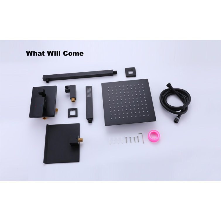 8-Inch Matte Black Multi-Head Rain Shower System with Filter