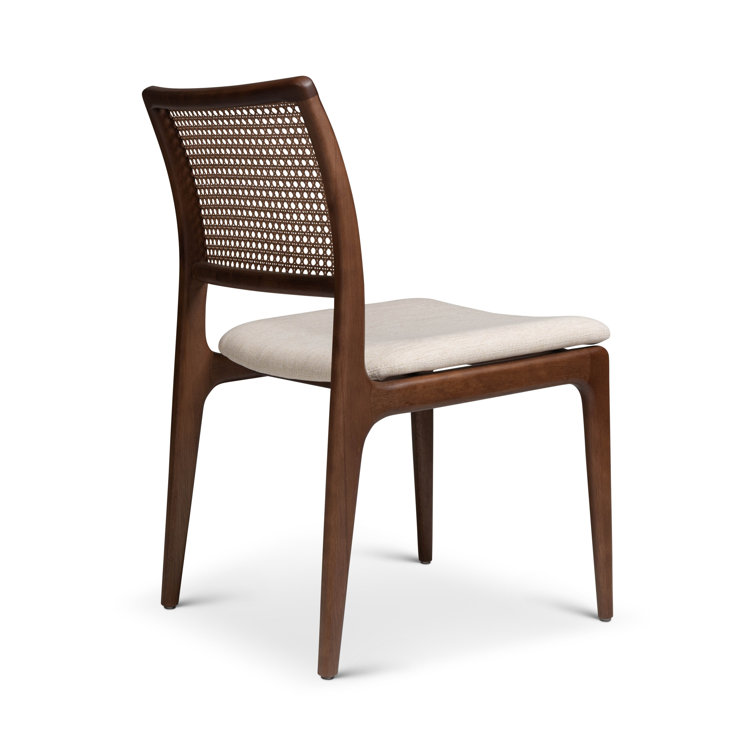 Medley Ivory and Nogal Upholstered Cane Back Side Chair