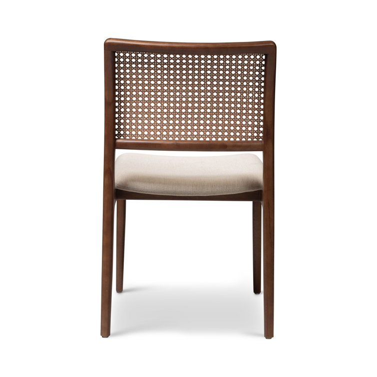Medley Ivory and Nogal Upholstered Cane Back Side Chair