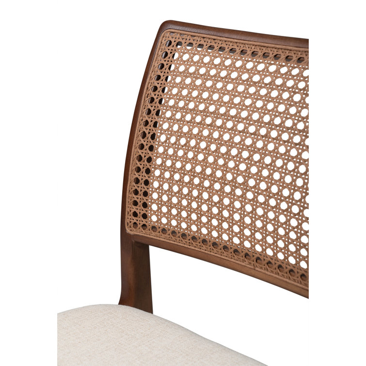 Medley Ivory and Nogal Upholstered Cane Back Side Chair