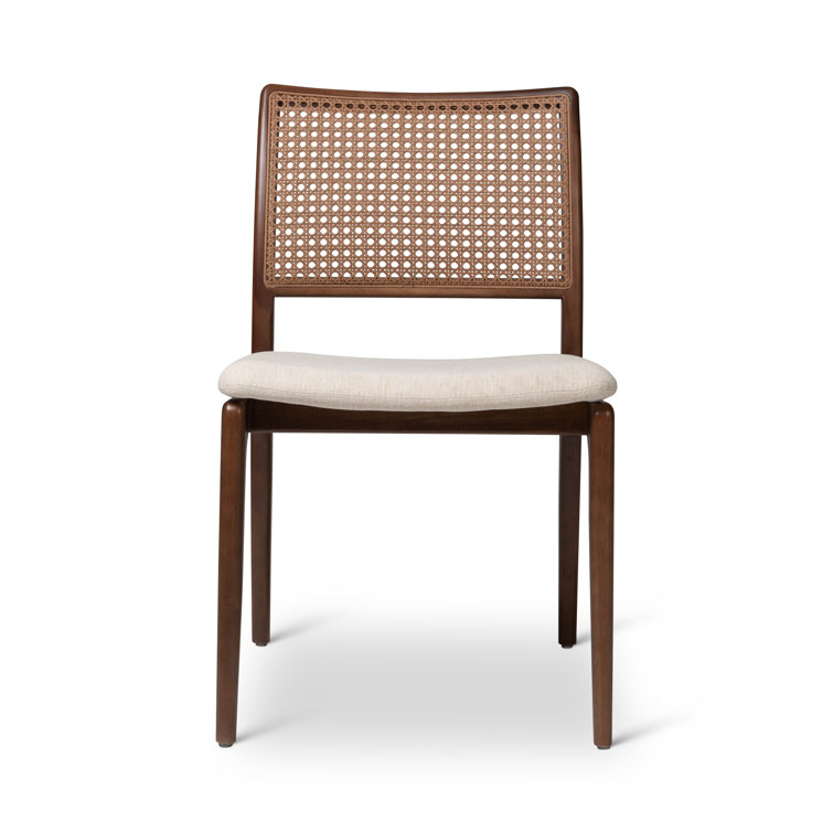 Medley Ivory and Nogal Upholstered Cane Back Side Chair