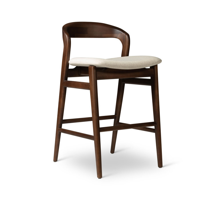 Medley Ivory and Nogal Frame Low Back Counter Stool