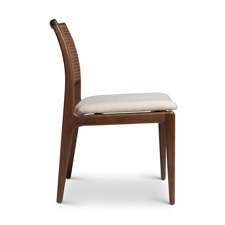 Medley Ivory and Nogal Upholstered Cane Back Side Chair