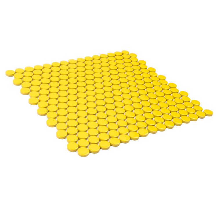 Cirkel 11.46'' Yellow Glossy Porcelain Mosaic Tile Sheet