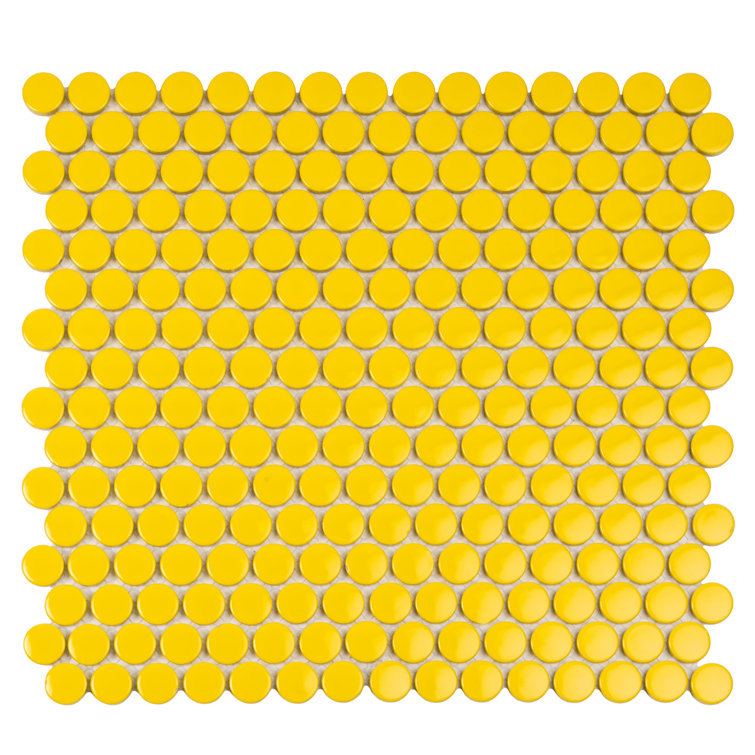 Cirkel 11.46'' Yellow Glossy Porcelain Mosaic Tile Sheet