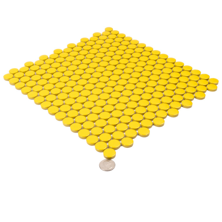 Cirkel 11.46'' Yellow Glossy Porcelain Mosaic Tile Sheet
