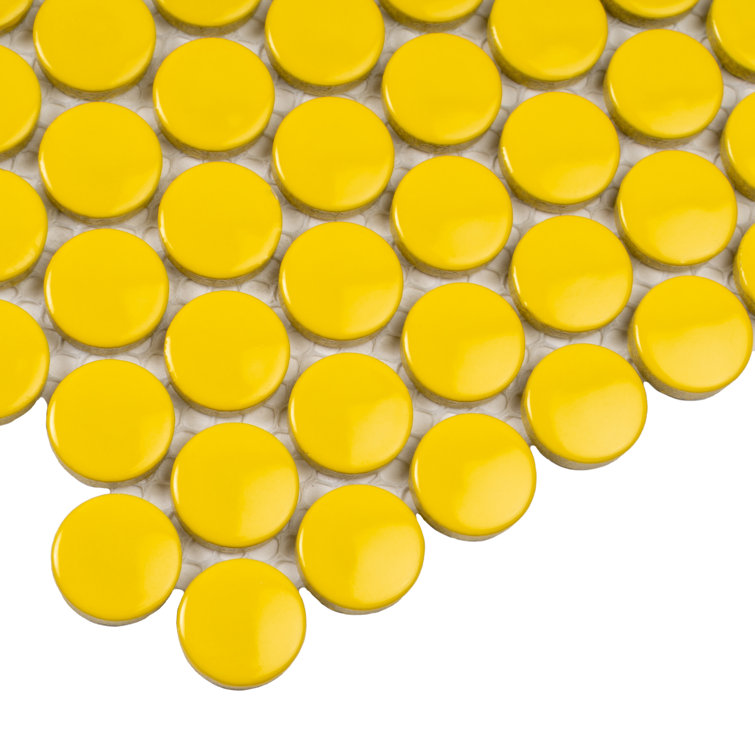 Cirkel 11.46'' Yellow Glossy Porcelain Mosaic Tile Sheet