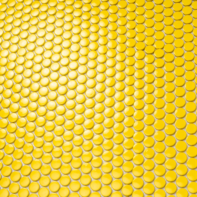 Cirkel 11.46'' Yellow Glossy Porcelain Mosaic Tile Sheet