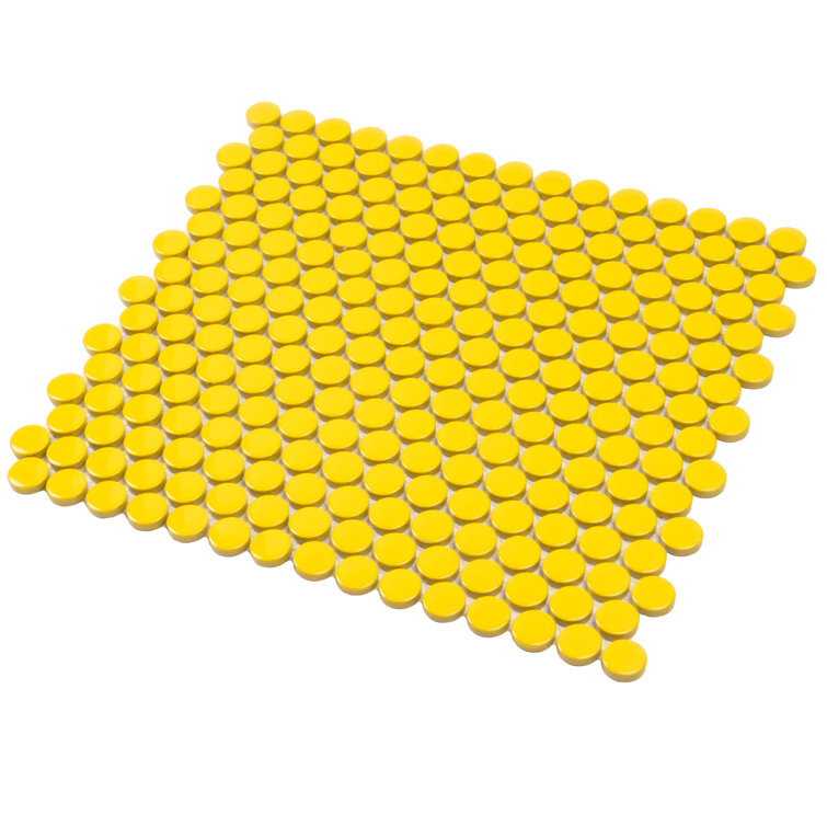 Cirkel 11.46'' Yellow Glossy Porcelain Mosaic Tile Sheet
