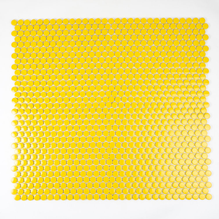 Cirkel 11.46'' Yellow Glossy Porcelain Mosaic Tile Sheet