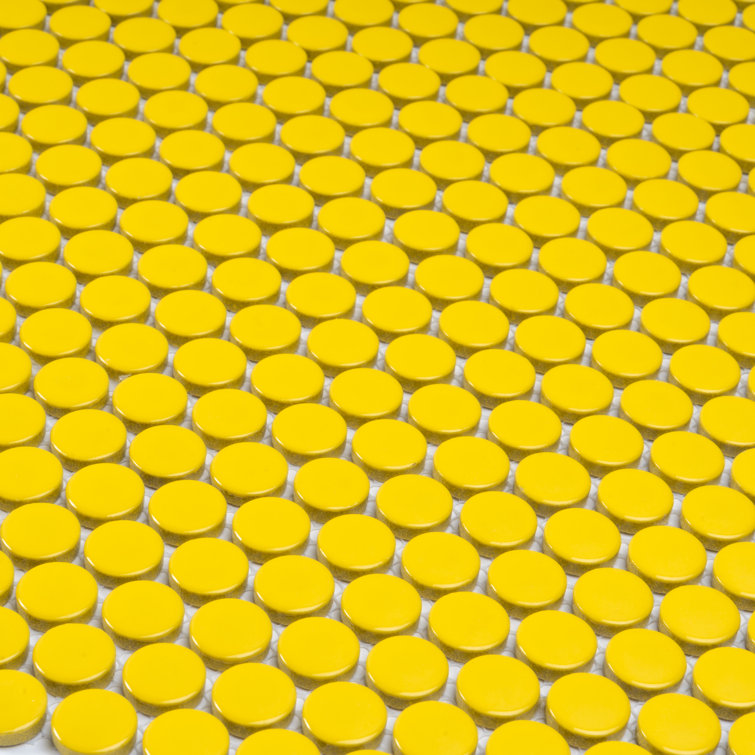 Cirkel 11.46'' Yellow Glossy Porcelain Mosaic Tile Sheet
