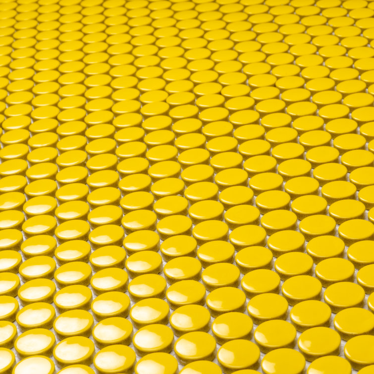 Cirkel 11.46'' Yellow Glossy Porcelain Mosaic Tile Sheet