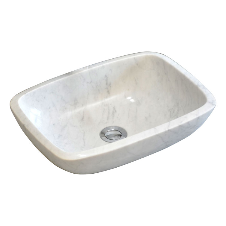 Bentli 16.5'' Carrera White Stone Rectangular Bathroom Sink