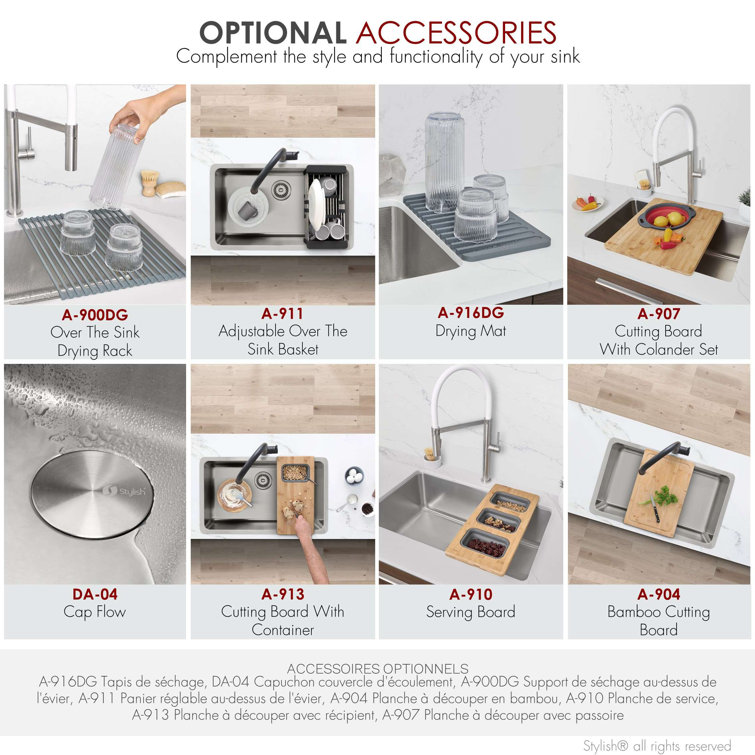 Stylish 27" Stainless Steel Single Bowl Drop-In Kitchen Sink