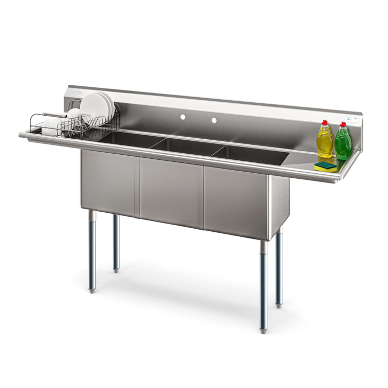 75'' Stainless Steel Triple Bowl Commercial Kitchen Sink
