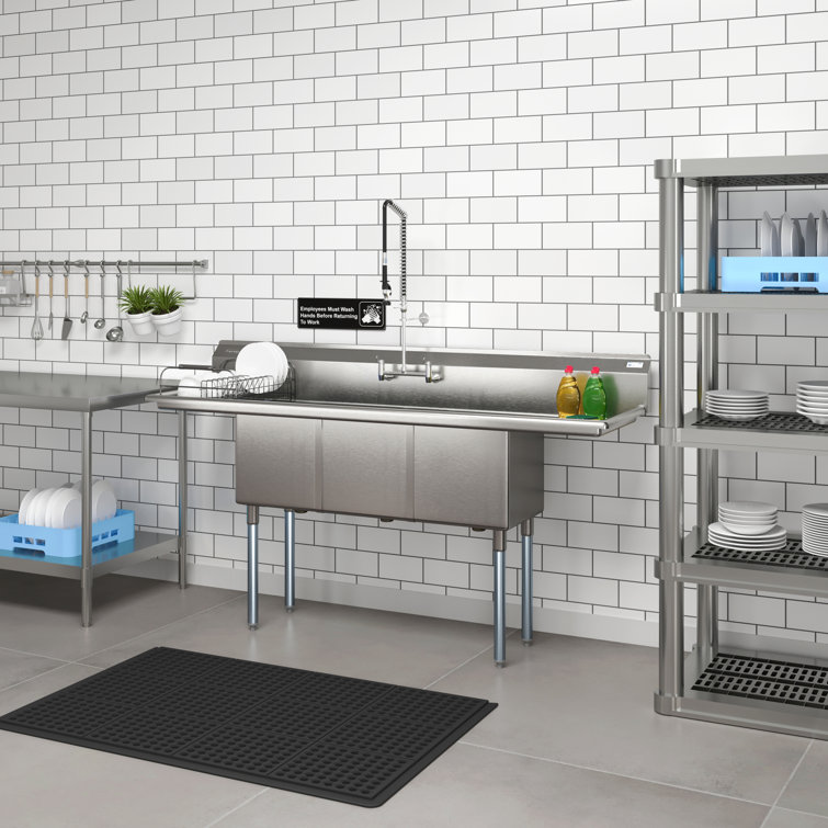 75'' Stainless Steel Triple Bowl Commercial Kitchen Sink