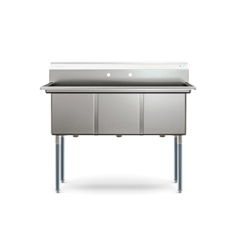 60'' Triple Bowl Brushed Stainless Steel Commercial Sink