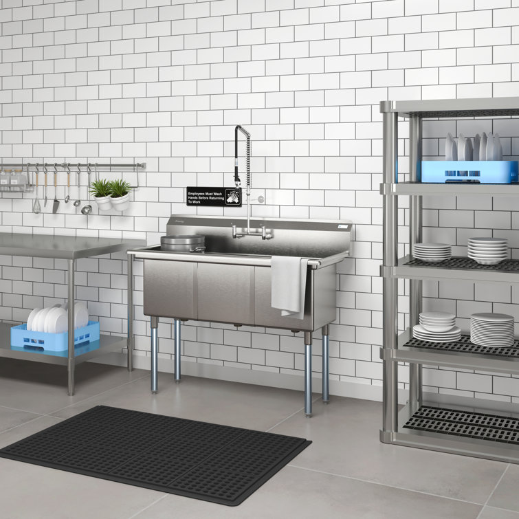 60'' Triple Bowl Brushed Stainless Steel Commercial Sink