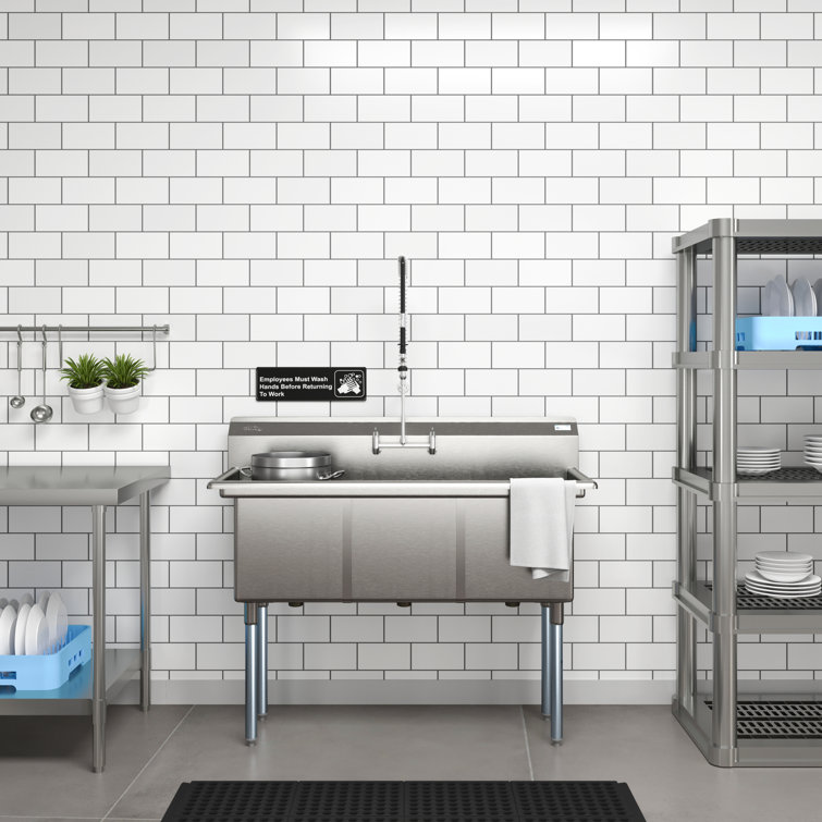 60'' Triple Bowl Brushed Stainless Steel Commercial Sink