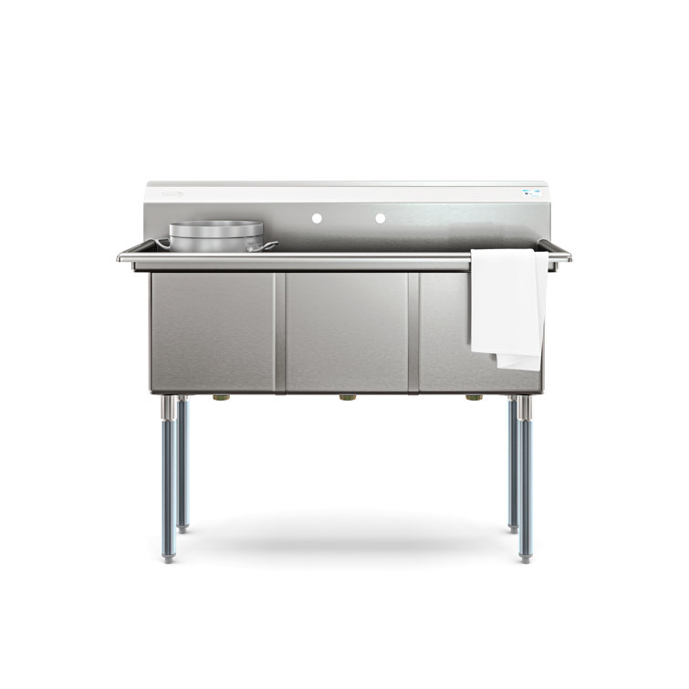 60'' Triple Bowl Brushed Stainless Steel Commercial Sink