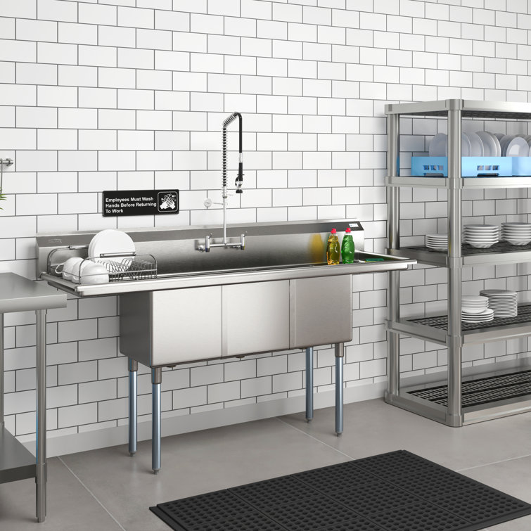 75'' Stainless Steel Triple Bowl Commercial Kitchen Sink