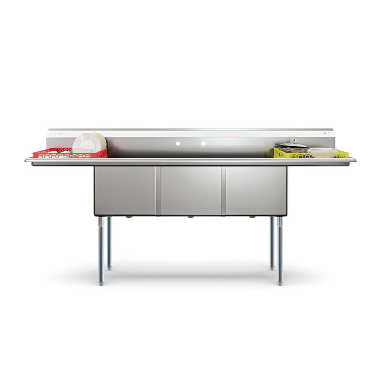 90'' Stainless Steel Triple Bowl Commercial Kitchen Sink