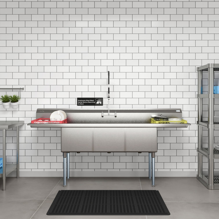 90'' Stainless Steel Triple Bowl Commercial Kitchen Sink
