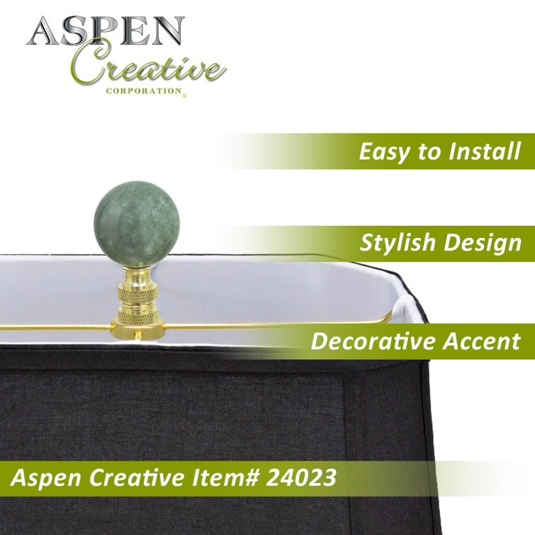 Green Faux Marble Ball Finial with Brass Finish, 2" Tall