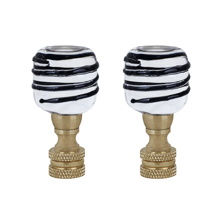 Clear and Black Glass Lamp Finial with Copper Base, 2 Pack
