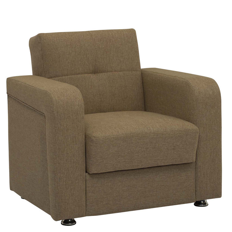 Harmony Brown Chenille Convertible Sleeper Armchair with Hidden Storage