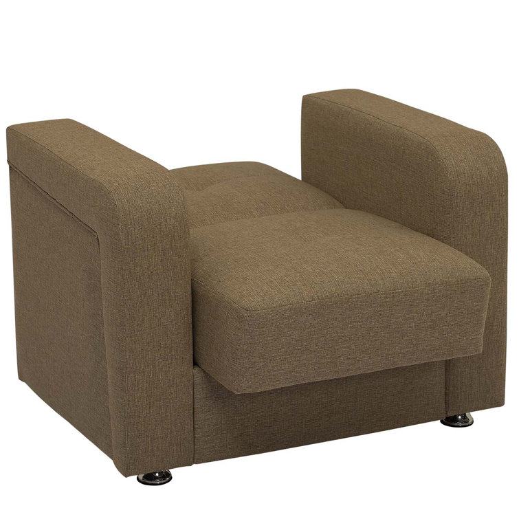 Harmony Brown Chenille Convertible Sleeper Armchair with Hidden Storage