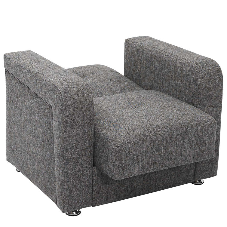 Gray Chenille Convertible Sleeper Arm Chair with Storage