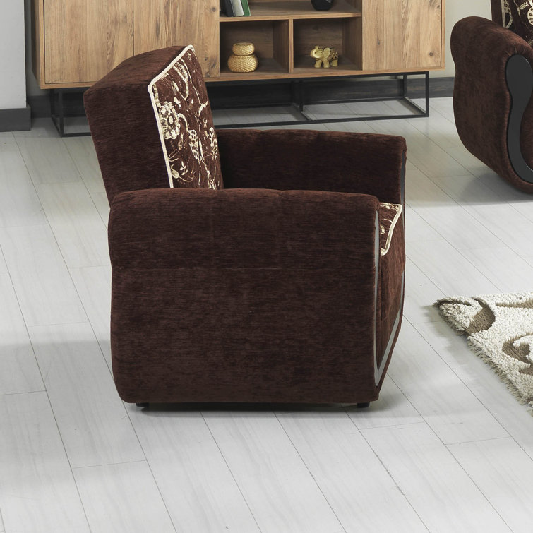 Royal Brown Chenille Convertible Sleeper Arm Chair
